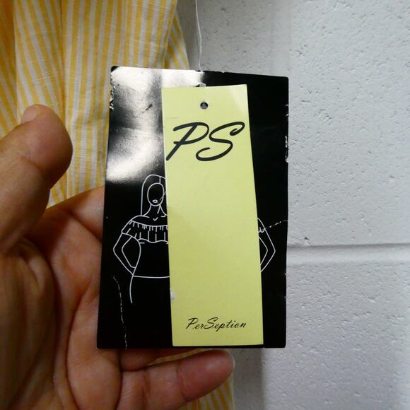 PerSeption Concept Women's Small Wear it two ways Dress yellow white stripes - Picture 3 of 7